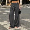 thumbnail image 2 of QIYAGBSA Wide Leg Pants for Women Drawstring Waist with Grommet Detail Side Pockets Relaxed Fit Casual Summer (Gray S), 2 of 8