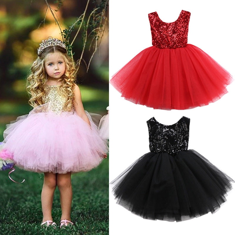 Pageant Flower Girl Kid Dress Toddler Wedding Bridesmaid Tutu Bows Gown For 2-5Y 