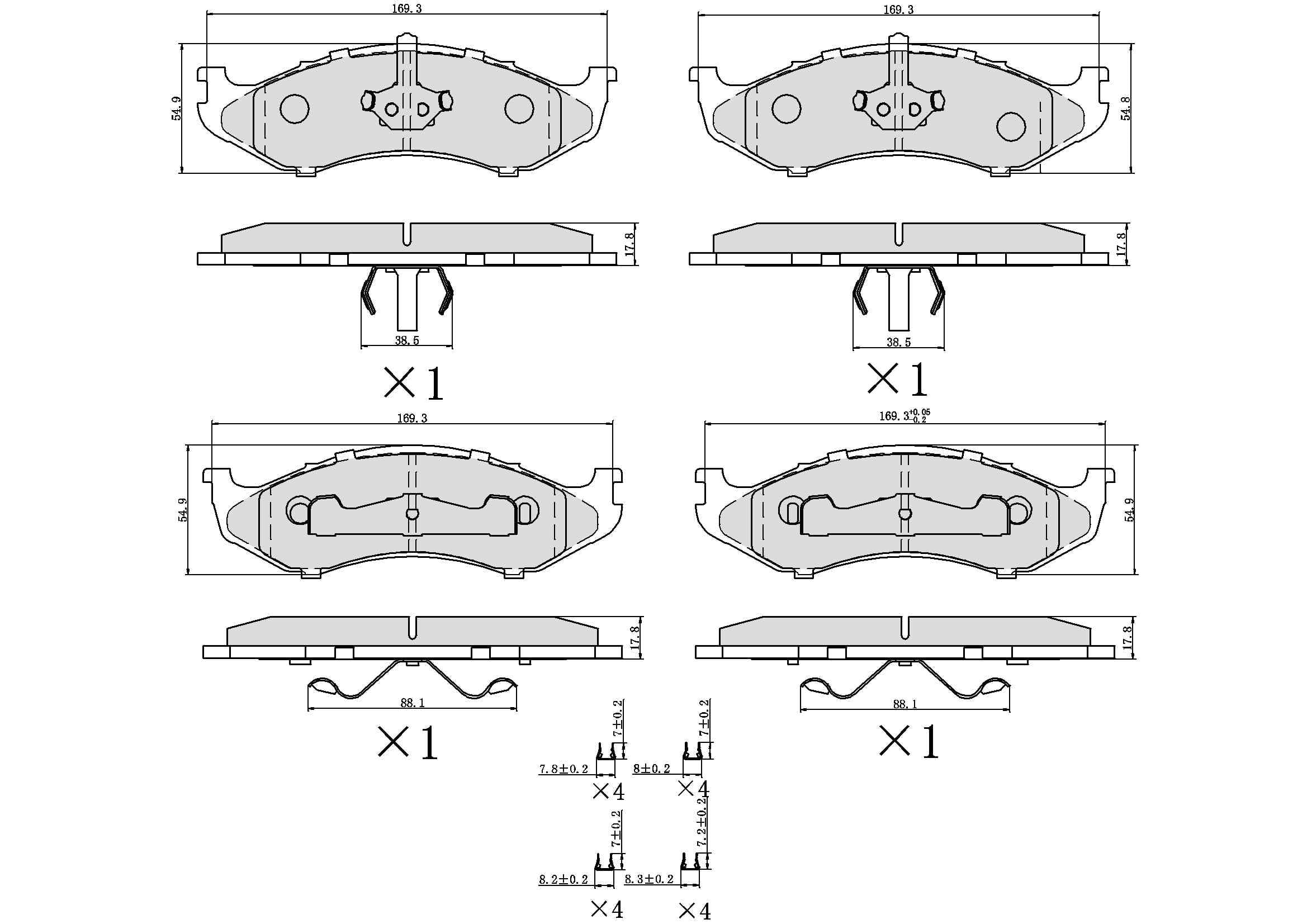 UltraHC 700 Brake Pad Set, Front HC7.0477.0.C, Jeep Cherokee 1993-1990