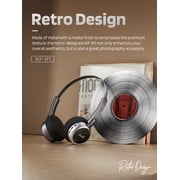 iKF R1 Wireless Retro Wireless Headphones Bluetooth 5.3 APP Custom Sound 60 Hours Playtime Game Mode Noise Isolation Built-in Microphone Throwback 80s 90s Design (Black)