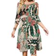 thumbnail image 2 of Robe Évasée Cactus et Succulentes Col Carré Robe Élégante Mode Féminine Imprimée Robe Dessinée à la Main Amour Vector Fleur Cactus, 2 of 5