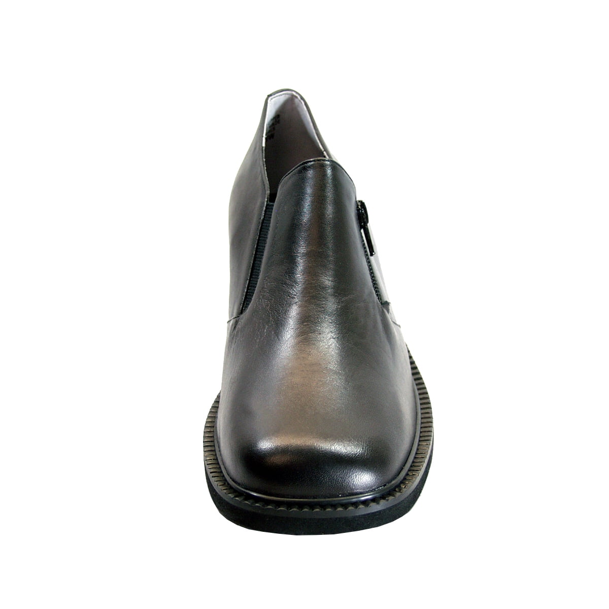 PEERAGE Flo Women's Wide Width Slip-On Leather Shoes with Side Zipper BLACK 11