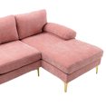 thumbnail image 7 of U-Shaped Sectional Sofa Couch with Chaise, 110 Inch Convertible Sectional Sofa Set with Wide Armrest and Thick Cushions Modern Upholstered Accent Sofa with Golden Metal Legs for Living Room, Pink, 7 of 7