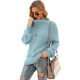 thumbnail image 3 of MLANM Womens Turtleneck Loose Sweaters Batwing Long Sleeve Pullover Tops Oversize Chunky Knit Jumper,X-Large Aqua Blue, 3 of 6