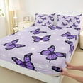 thumbnail image 3 of Manfei Purple Butterfly Print Twin Sheet Sets, Romantic Dandelion Flower Twin Fitted Sheet, Vintage French Style Flat Sheet, Ultra Soft Home Decor, 3pcs, 3 of 7
