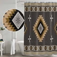 thumbnail image 4 of Polyester Fabric Gray Brown Boho Shower Curtain, Vintage Farmhouse Abstract Ethnic Motifs Waterproof Bathtub Curtain Bathroom Decor Set with Hooks 72 x 84 Inches, 4 of 6