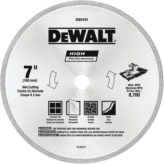 DEWALT Diamond Matrix Tile Blade, 7-In. x .060-In. — Residential Use, Standard Application