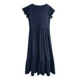 thumbnail image 7 of Girls Dresses Party Dresses for Girls Girls Summer Pleated Short Sleeve Round Neck Loose Casual Flowy Layered Extra Long Dress With Pockets, 7 of 7