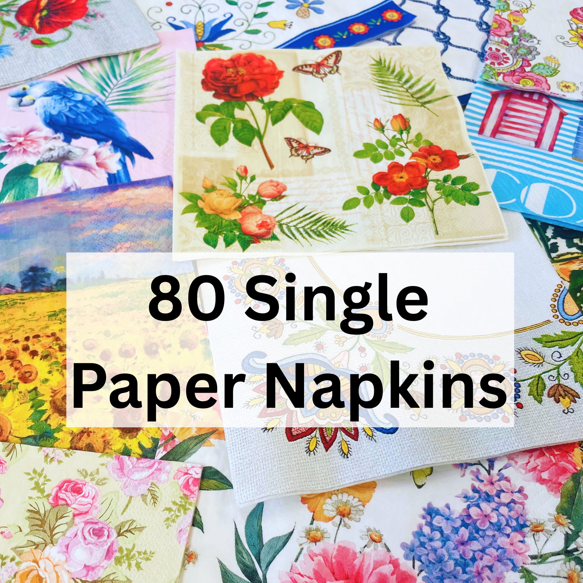 Keep Unique Decoupage Napkins, Mystery Pack of Random Paper Napkins, Assorted Color, 80 pcs