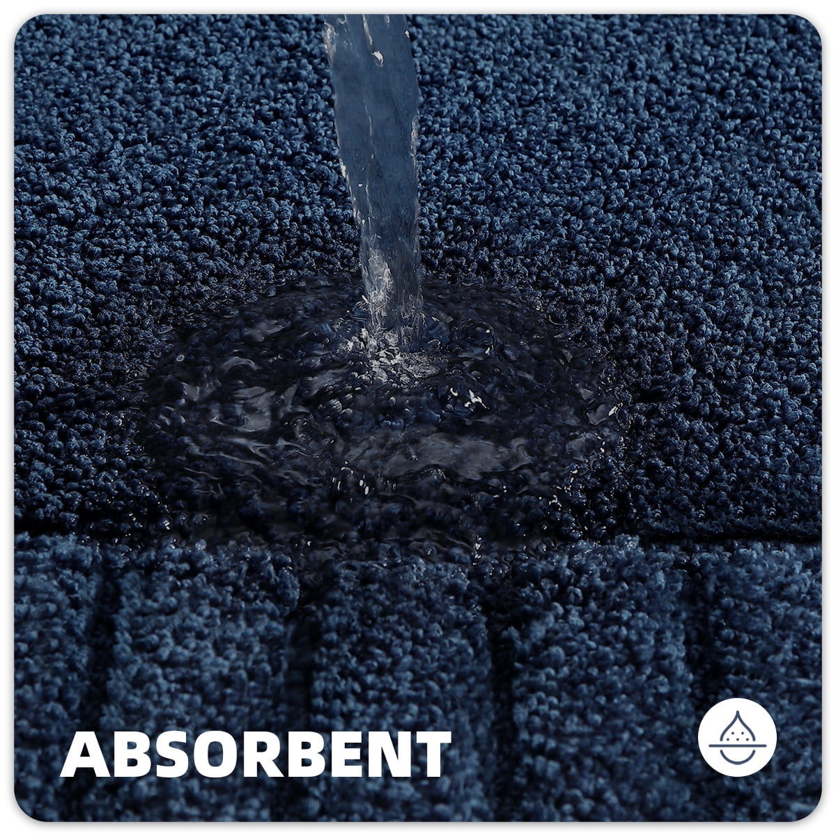 PABUBE Bathroom Rugs 24"x36", Absorbent Bath Mats Rugs for Bathroom Floor Non Slip Non Skid, Soft Shag Microfiber Machine Washable Shower Bath Mat for Bathroom Decor, Blue
