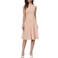 thumbnail image 2 of INSPIRE CHIC Work Dresses for Women's 2025 Mock Neck Sleeveless A Line Midi Dress XS Beige, 2 of 6
