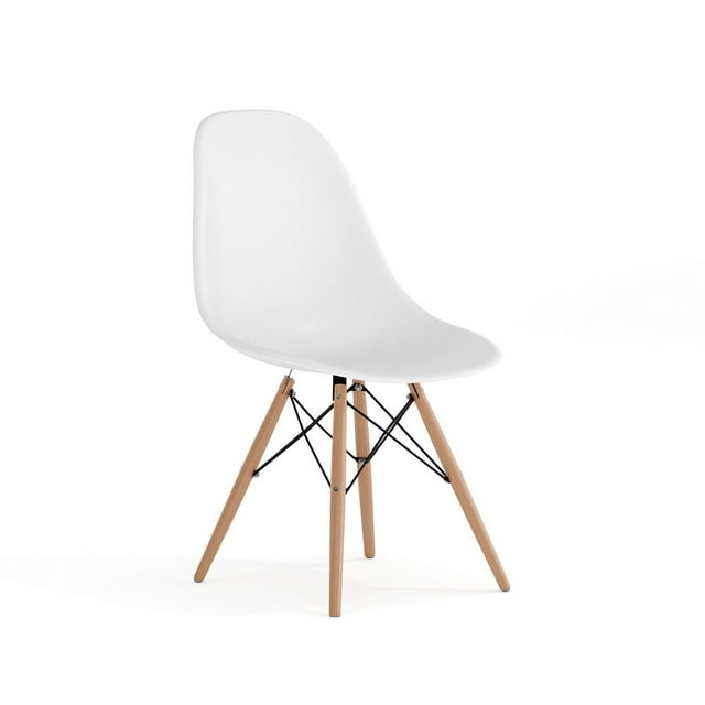 Elon Series Black Plastic Chair with Wooden Legs