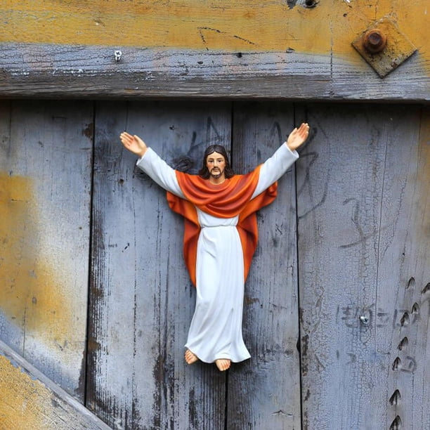 Figurilla de resina del Jesús, soporte de exhibición de estatua de escritorio, colección de objetos , escultura para decoración de , BLESIY Estatuilla de Jesús