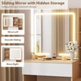 thumbnail image 4 of QinaQin 3 Lighting Modes Vanity Desk with Sliding Mirror, Light Wood Grain, 4 of 9
