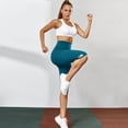 thumbnail image 4 of Nebility Capri Yoga Pants for Women Compression Workout Running Leggings High Waist(Blue, L), 4 of 7