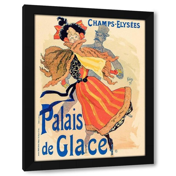 Jules Cheret 12x14 Black Modern Wood Framed Wall Art Titled - Palais de Glace 1895