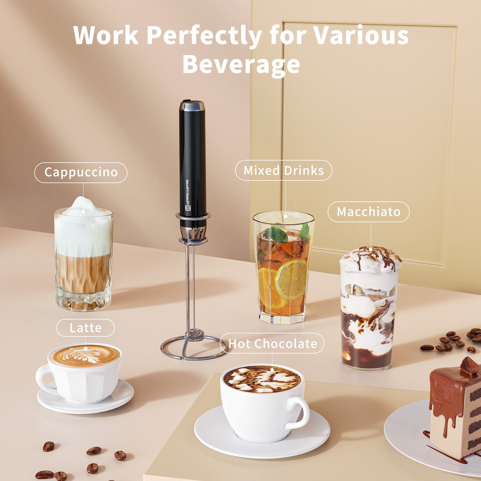 Handheld Milk Frother Electric Coffee Frother 500mAh USB-C Rechargeable  Electric Whisk 15000rmp Powerful Mini Drink Mixer Milk