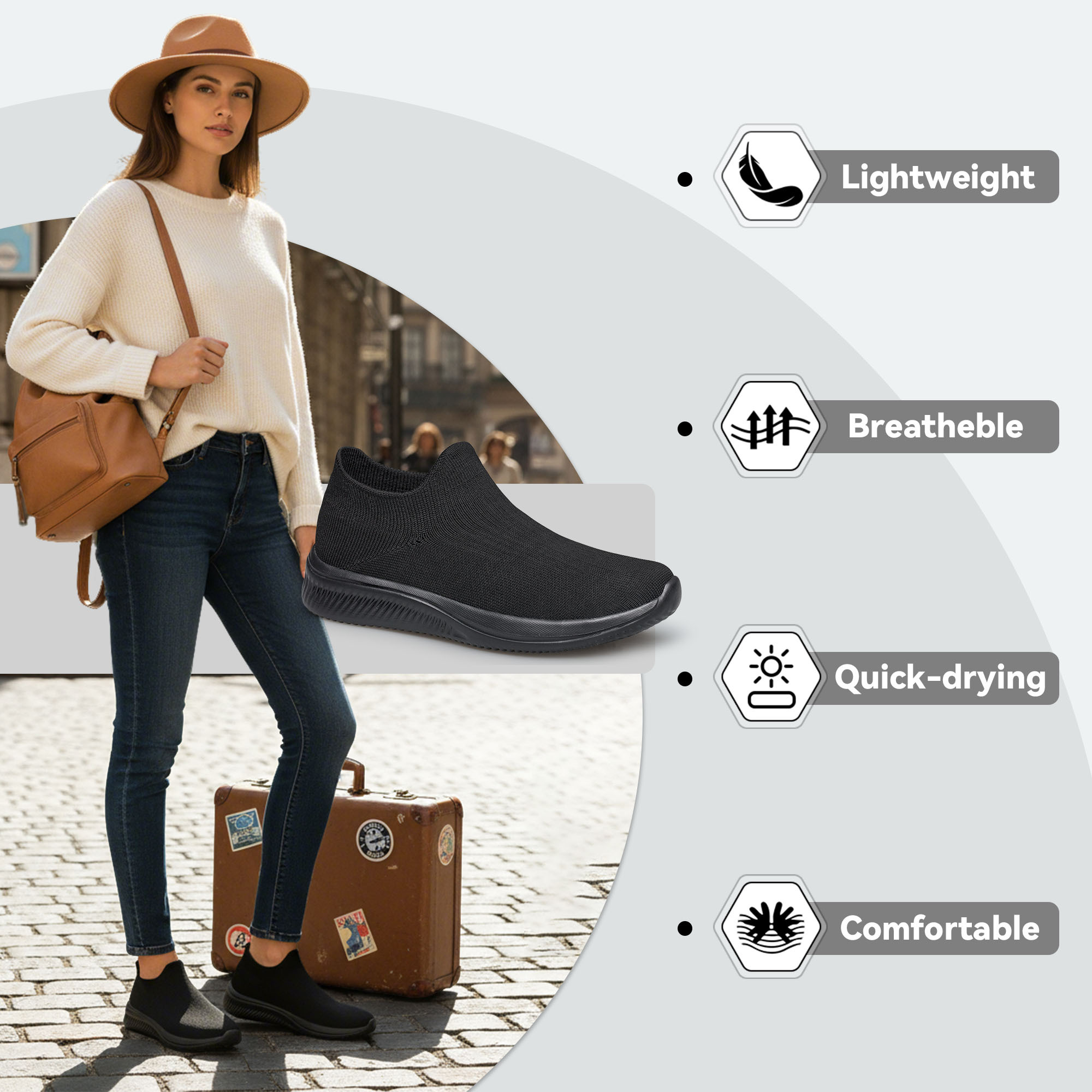 ADQ Women's Pull-On Lightweight Walking Sneakers photo 3