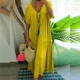thumbnail image 2 of Vestido largo plisado de manga corta con cuello en V profundo para mujer, vestido de verano, vestido de cintura suelta, Color sólido, cómodo, informal, 2 of 5
