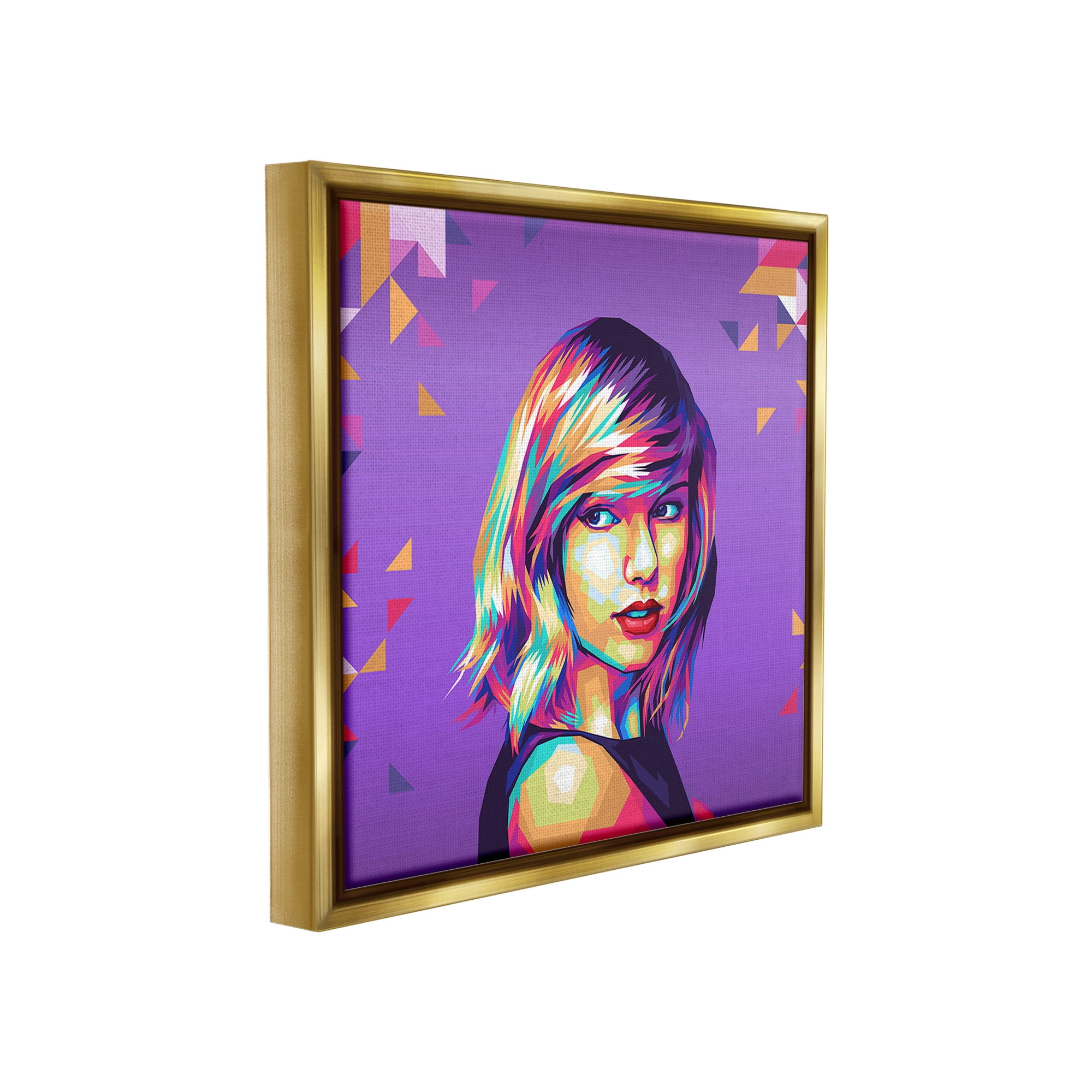 Stupell Industries Pop Icon on Purple Abstract Painting Gold Floater Framed Canvas Art Print Wall Art, 25 x 25