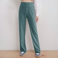 thumbnail image 2 of Pantalon Décontracté Taille Haute Jambe Droite avec Poches pour Femmes, 2 of 5