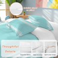 thumbnail image 3 of Aqua Striped Bedding 3 Piece Duvet Cover Set Queen Size, Luxurious White Stripes Modern Abstract Art Soft Microfiber Comforter Cover with Zipper Closure & Pillowcases, FadeResistant Quilt Cover, 3 of 9