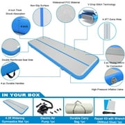 13ft/16ft/20ft Inflatable Air Gymnastics Mat Training Mats 4.3ft Widening 4 inches Thickness Gymnastics Tracks with Electric Air Pump for Home Use/Training/Cheerleading/Yoga/Water
