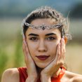 thumbnail image 1 of SOPOTUTU Sparkling Rhinestone Forehead Crown for Queen Cosplay and Bridal Hairstyles, 1 of 8