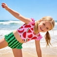 thumbnail image 2 of Lanbubble Girls Ruffle Tankini Swimsuit High Waisted 2 Piece Bathing Suit Beach Swimwear For Toddler Girl 5-6 Years, 2 of 8