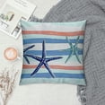 thumbnail image 2 of Orinice Coastal Navy Blue Pillow Covers, Coastal Starfish Repeat Pattern Navy Turquoise Square Decorative Throw Pillow Covers Cotton Cushion for Sofa Bedroom Car, Blue  22x22in, 2 of 5