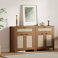 thumbnail image 6 of BouPower Modern Rattan Sideboard Buffet Storage Cabinet with Doors, Boho Narrow Accent Credenza Cabinet with Storage Coffee Bar Console Table for Kitchen, Entryway, Living Room, Dining Room, 6 of 8