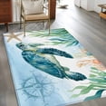 thumbnail image 2 of Ocean Blue Area Rugs 4x6 ft Turtle Starfish Compass Seagrass Coral Coastal Washable Rug Non Slip Indoor Carpet Absorbent Floor Mat for Living Room Bedroom Dining Room, 2 of 9