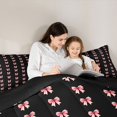thumbnail image 5 of Manfei Fashion Bowtie Ribbon 7 Pieces Full Size Bedding Sets,Cartoon Cute Bow Full Size Bed in a Bag,Black Reversible, 5 of 7