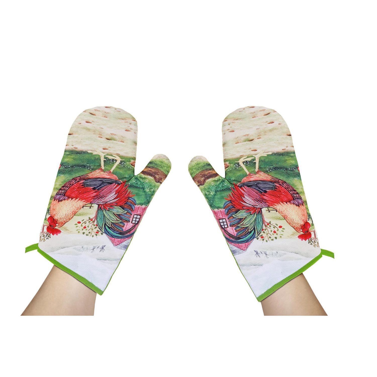 Oven Mitts 2Pc Roosters - Ensemble De 2