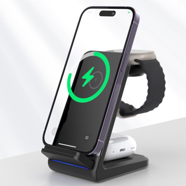 Cargador inalámbrico, cargador portátil de 15 W, soporte de cargador inalámbrico multifunción, cargador inalámbrico 3 en 1, soporte de cargador inalámbrico en modo reloj, cargadores inalámbricos