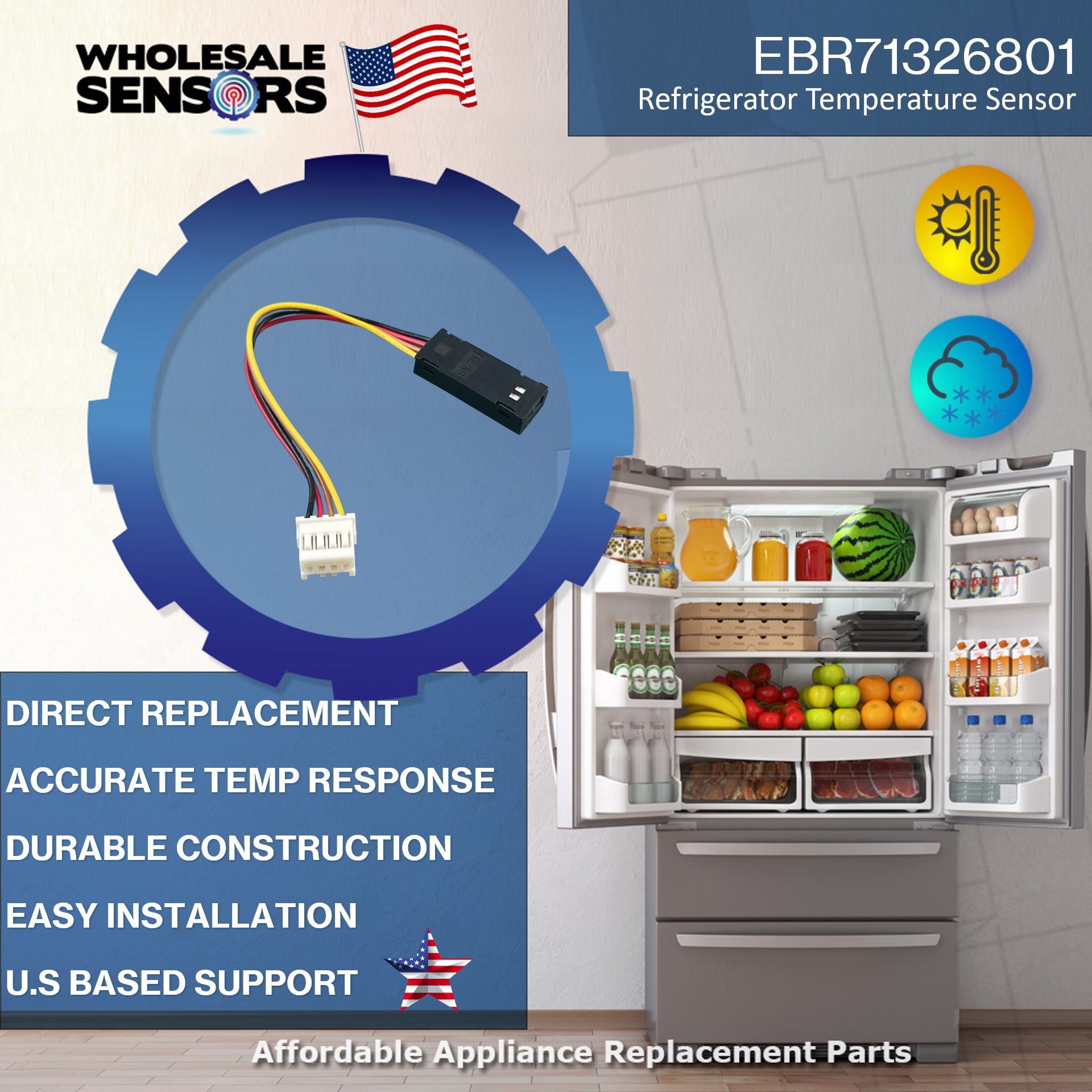 LG EBR71326801 Replacement Refrigerator PCB Assembly Temperature Sensor 12 Month Warranty