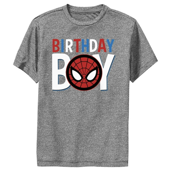 Boy's Marvel Birthday Boy Spider-Man Performance Graphic Tee Charcoal Heather Medium