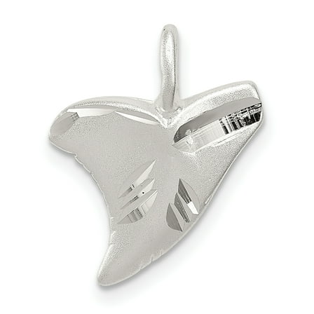 925 Sterling Silver Diamond Cut Shark Tooth Shaped Pendant