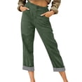 thumbnail image 5 of TaTaai Womens Casual Stripe Pants Cotton Linen Blend 7/8 Length Drawstring Waist Loose Fit Capri Trousers for Spring Summer Daily Wear Gift, 5 of 9