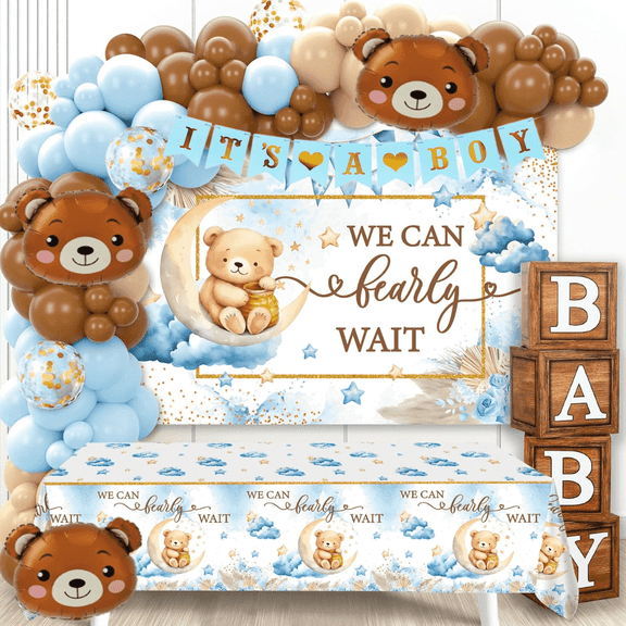 Happy Greetings Teddy Bear Party Decoration Kit We Can Bearly Wait Theme for Baby Shower