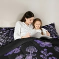 thumbnail image 5 of Manfei Rustic Flower Butterfly Queen Comforter Set,Natural Plant Bedding Sets,Purple Black Bedding Comforter Set For Girls,Microfiber Bedroom Decor Reversible,3-Piece, 5 of 8
