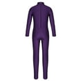thumbnail image 3 of iiniim Kids Boys Girls Mock Neck Long Sleeve Unitard Leotard Full Length Body Suit Jumpsuit Dance wear Purple 10-12, 3 of 7
