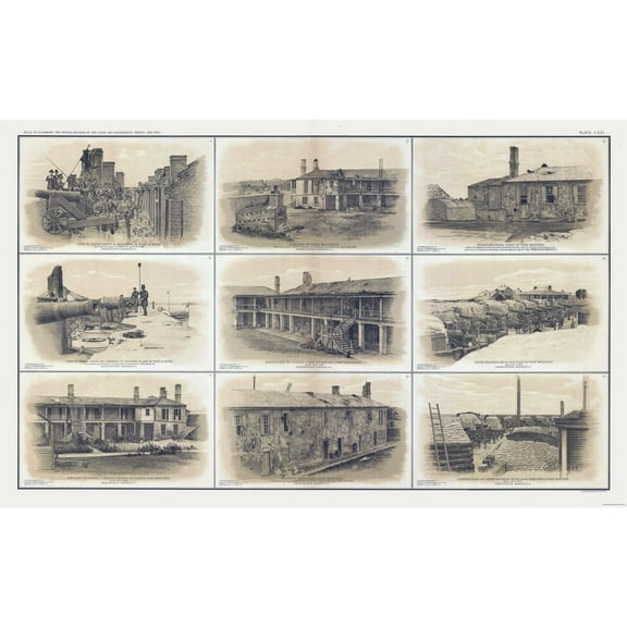 Historical Civil War Map - Charleston Harbor South Carolina - Bien 1894 - Vintage Wall Art
