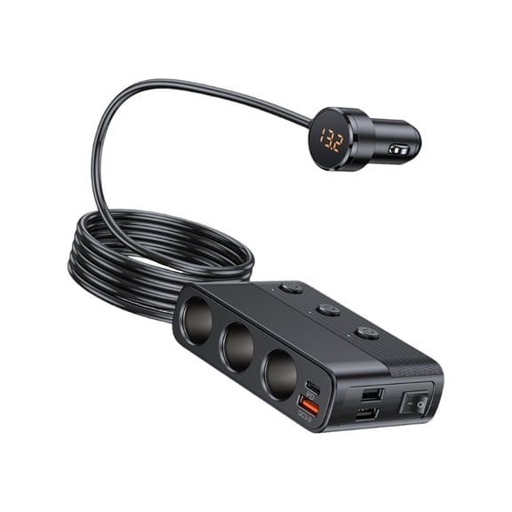 Large Power Car Chargers 128W with Independent Switches Upgrades for Each Port