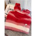 thumbnail image 4 of Suéteres de rayas de Mohair Dreamfire Navidad Vintage mujer manga larga rojo, 4 of 5