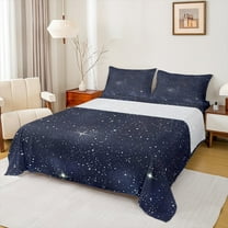 Manfei Teens Psychedelic Galaxy Twin Sheet Sets, Dreamy Bling Stars Print Twin Fitted Sheet, Starry Sky Flat Sheet, Microfiber Bedroom Decor, 3 Pieces