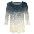 thumbnail image 4 of YDLCAFD T-Shirt Femme Manches 3/4 Imprimé Paillettes Col Rond T-Shirt, 4 of 4