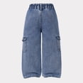 thumbnail image 5 of Afdoent Girls Pants Denim Cargo Pants For Girls With Pocket Straight Leg Design Elastic Waist And Casual Cool Style For Kids Casual Wear, 5 of 9