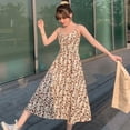 thumbnail image 5 of Monfince Women Summer Sling Dresses Sweet Floral Print A-line Dress Natural Waist V-neck Sleeveless Dresses For Women, 5 of 7
