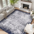 thumbnail image 4 of Area Rug – 5x7 Washable Soft Low-Pile – Non-Slip & Collapsible – Bordered Abstract – Living Room, Bedroom, Dining Room & Entryway – Blue Gray – USA Stock, 4 of 6